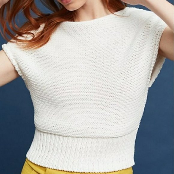 Anthropologie Sweaters - Anthropologie Moth White Sleeveless Sweater